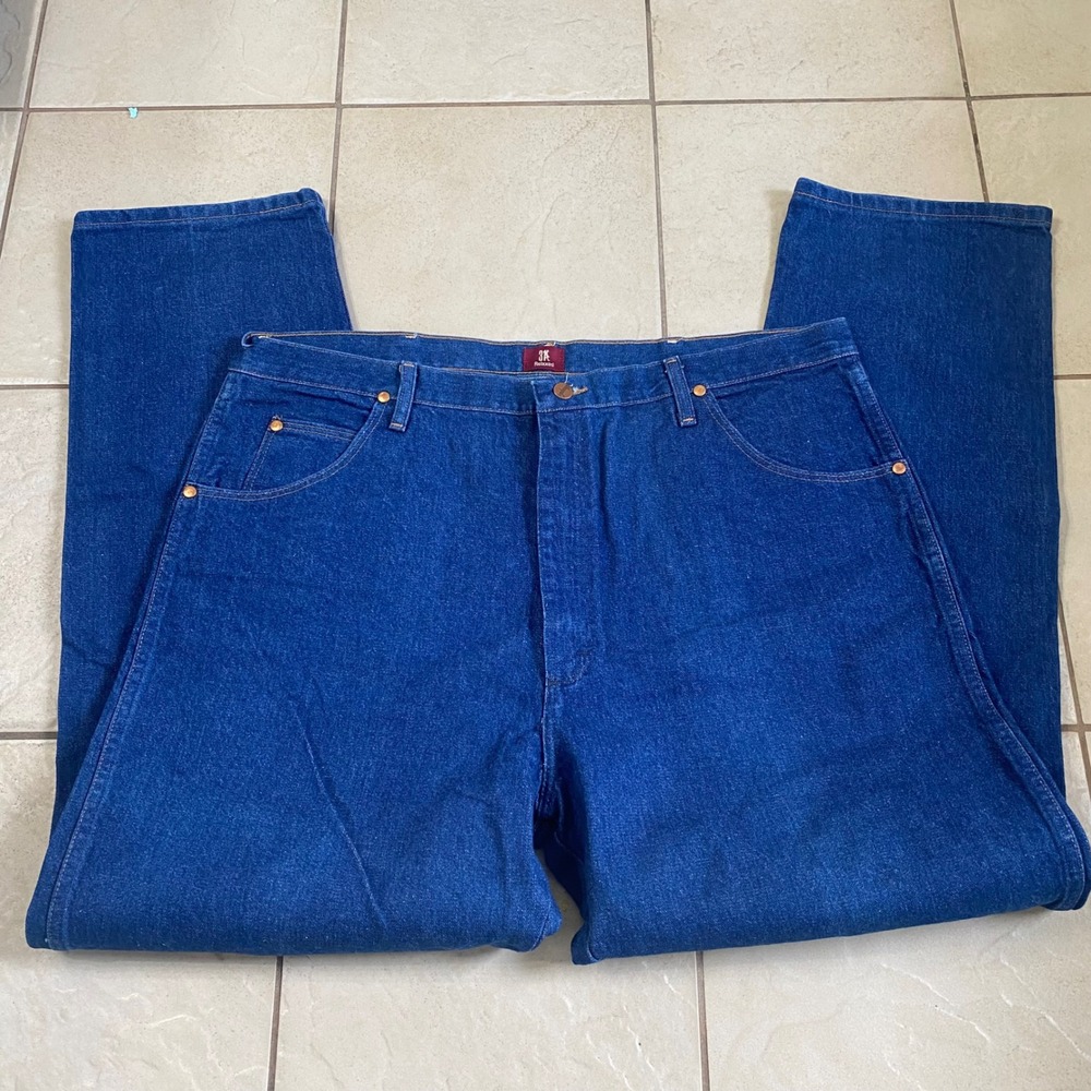 Wrangler Men Relaxed Fit Blue Denim Jeans 42x34 Made in Mexico 13MWZ